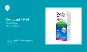 Dentosept A Mini spray na afty i bolesne ząbkowanie, 30 ml. Od jakiego wieku można stosować? Sprawdź na GdziePoLek.pl.